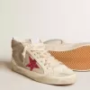 Mid Star din piele de căprioară cu stea fucsia strălucitoare și inserție din piele gri Mid Star din piele de căprioară cu stea fucsia strălucitoare și inserție din piele gri