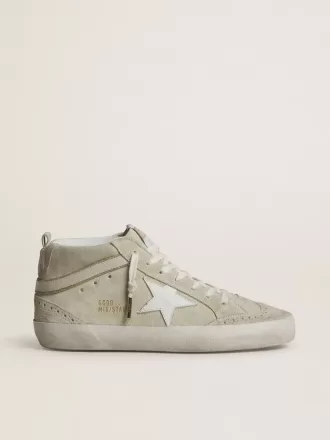 Mid Star din piele de căprioară gri deschis cu stea din piele albă Mid Star din piele de căprioară gri deschis cu stea din piele albă