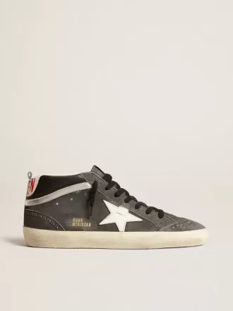 Mid Star din piele de căprioară neagră cu stea din piele albă și detaliu argintiu Mid Star din piele de căprioară neagră cu stea din piele albă și detaliu argintiu