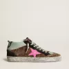 Mid Star din piele de ponei cu imprimeu leopard și stea din piele fucsia Mid Star din piele de ponei cu imprimeu leopard și stea din piele fucsia