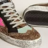 Mid Star din piele de ponei cu imprimeu leopard și stea din piele fucsia Mid Star din piele de ponei cu imprimeu leopard și stea din piele fucsia