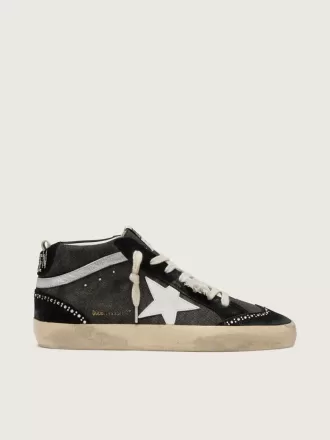 Mid Star LTD din denim negru cu inserții din piele de căprioară cu cristale Swarovski
