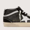 Mid Star LTD din denim negru cu inserții din piele de căprioară cu cristale Swarovski