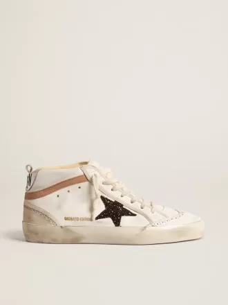 Mid Star LTD din piele nappa cu stea strălucitoare și inserție din piele nude