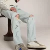 Mid Star pentru bărbați, cu stea din piele albastră și inserții din piele de căprioară gri-porumbel