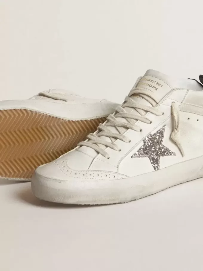 Mid Star pentru femei, cu stea argintie strălucitoare și călcâi laminat negru Mid Star pentru femei, cu stea argintie strălucitoare și călcâi laminat negru