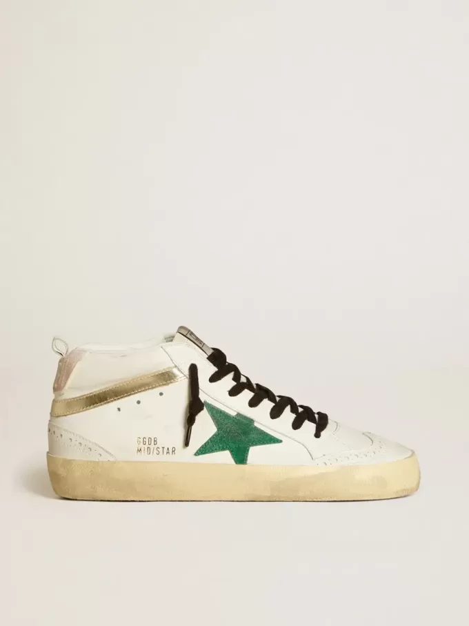 Mid Star pentru femei, cu stea din piele de căprioară verde și călcâi din piele de căprioară roz Mid Star pentru femei, cu stea din piele de căprioară verde și călcâi din piele de căprioară roz
