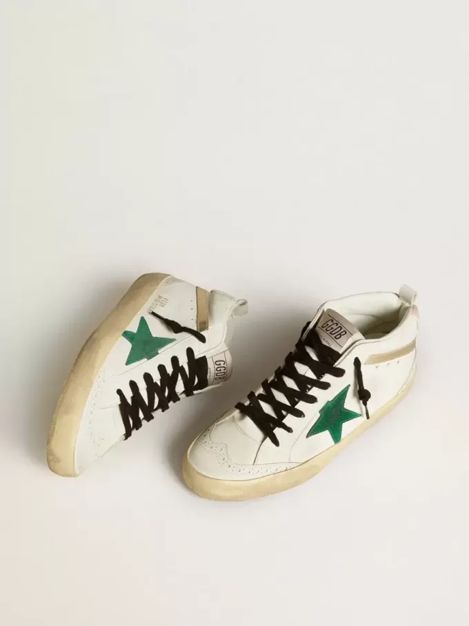 Mid Star pentru femei, cu stea din piele de căprioară verde și călcâi din piele de căprioară roz Mid Star pentru femei, cu stea din piele de căprioară verde și călcâi din piele de căprioară roz