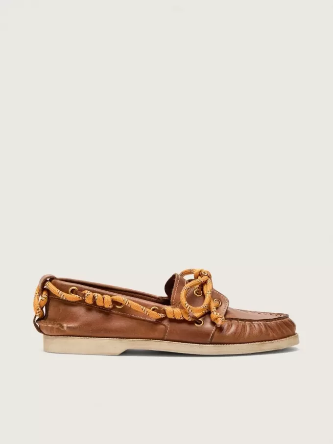 Mocasini Cruise pentru femei din piele de culoare tutun cu șireturi portocalii pentru drumeții Mocasini Cruise pentru femei din piele de culoare tutun cu șireturi portocalii pentru drumeții