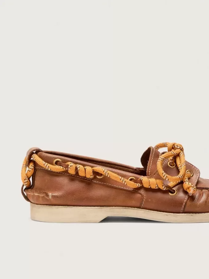 Mocasini Cruise pentru femei din piele de culoare tutun cu șireturi portocalii pentru drumeții Mocasini Cruise pentru femei din piele de culoare tutun cu șireturi portocalii pentru drumeții