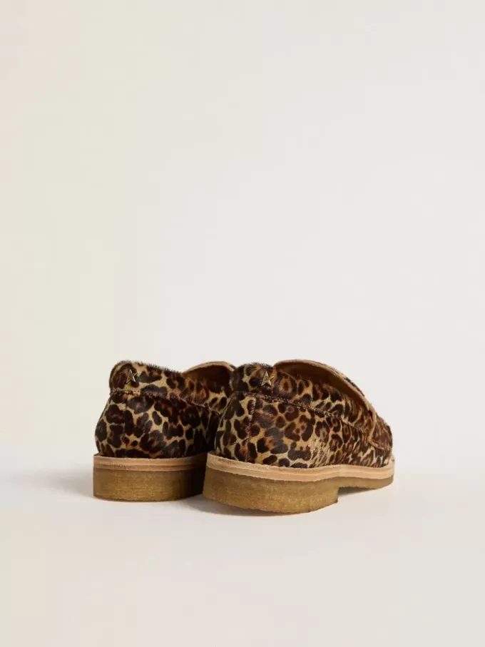 Mocasini Jerry pentru femei din piele de ponei cu imprimeu leopard Mocasini Jerry pentru femei din piele de ponei cu imprimeu leopard