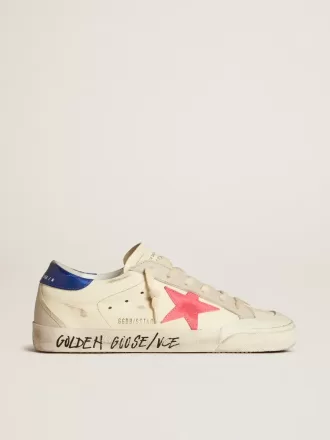 Model Super-Star pentru femei, din piele nappa, cu stea din piele de căprioară și călcâi din piele metalizată Model Super-Star pentru femei, din piele nappa, cu stea din piele de căprioară și călcâi din piele metalizată