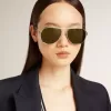 Ochelari de soare Aviator cu ramă argintie și lentile verzi Ochelari de soare Aviator cu ramă argintie și lentile verzi