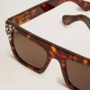 Ochelari de soare model pătrat cu ramă havana și cristale Ochelari de soare model pătrat cu ramă havana și cristale