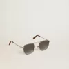 Ochelari de soare în stil aviator, cu ramă argintie și lentile albastre Ochelari de soare în stil aviator, cu ramă argintie și lentile albastre