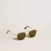 Ochelari de soare în stil aviator, cu ramă aurie și lentile verzi Ochelari de soare în stil aviator, cu ramă aurie și lentile verzi