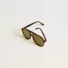 Ochelari de soare în stil aviator, cu ramă din coajă de broască țestoasă și lentile verzi Ochelari de soare în stil aviator, cu ramă din coajă de broască țestoasă și lentile verzi