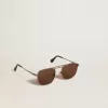 Ochelari de soare în stil aviator, cu ramă și lentile negre Ochelari de soare în stil aviator, cu ramă și lentile negre