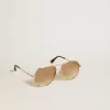 Ochelari de soare în stil aviator, cu ramă roz-auriu și lentile de culoarea mierii Ochelari de soare în stil aviator, cu ramă roz-auriu și lentile de culoarea mierii