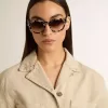 Ochelari de soare în stil Cameron cu model din coajă de broască țestoasă Ochelari de soare în stil Cameron cu model din coajă de broască țestoasă