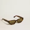 Ochelari de soare în stil dreptunghiular cu ramă maro Havana Ochelari de soare în stil dreptunghiular cu ramă maro Havana