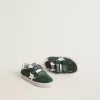 Old School Junior din piele de căprioară verde cu stea și călcâi din piele albă