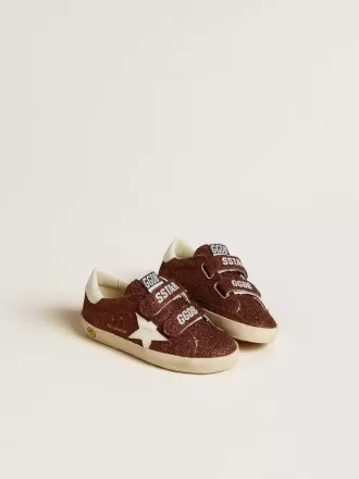 Old School Junior în culoarea burgundy glitter, cu stea din piele și bandă pe călcâi