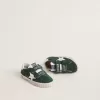 Old School Young din piele de căprioară verde cu stea și talpă din piele albă