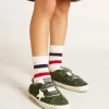 Old School Young din piele de căprioară verde cu stea și talpă din piele albă