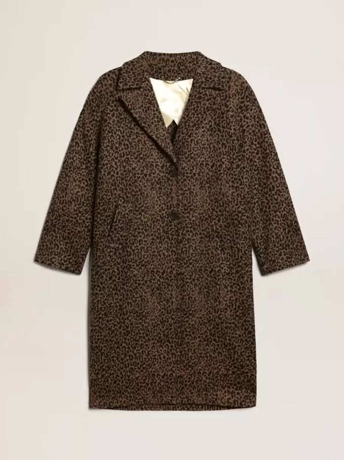 Palton cocoon pentru femei, cu un singur rând de nasturi, din lână, cu motiv jacquard Palton cocoon pentru femei, cu un singur rând de nasturi, din lână, cu motiv jacquard