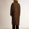 Palton cocoon pentru femei, cu un singur rând de nasturi, din lână, cu motiv jacquard Palton cocoon pentru femei, cu un singur rând de nasturi, din lână, cu motiv jacquard
