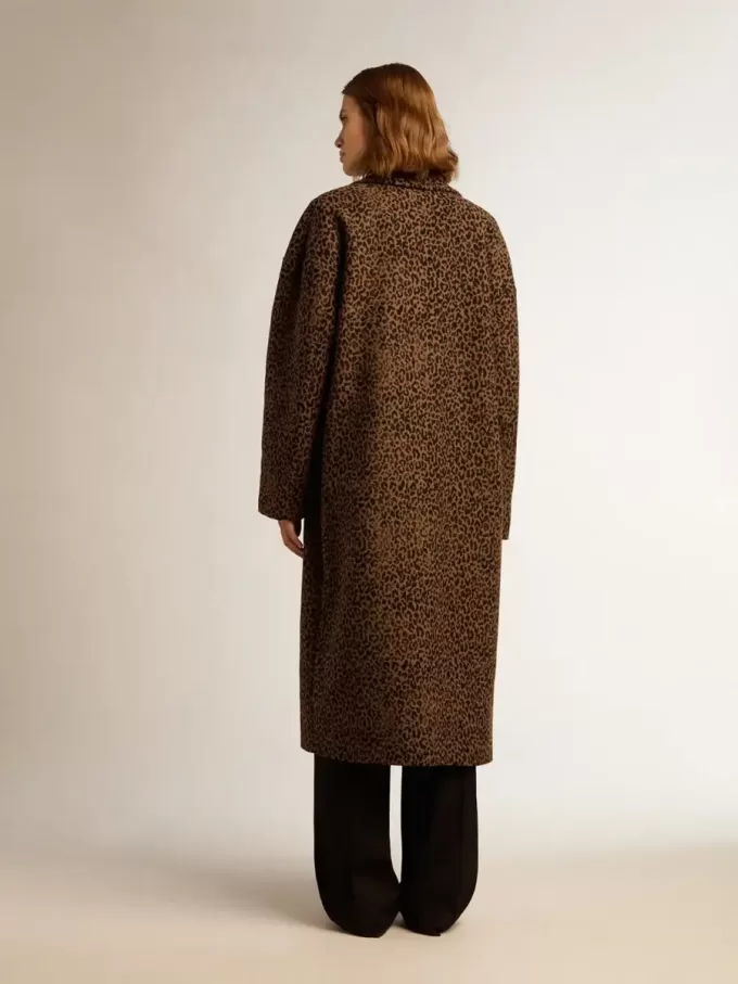 Palton cocoon pentru femei, cu un singur rând de nasturi, din lână, cu motiv jacquard Palton cocoon pentru femei, cu un singur rând de nasturi, din lână, cu motiv jacquard