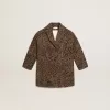 Palton pentru fete, cu un singur rând de nasturi, din lână, cu imprimeu animalier jacquard Palton pentru fete, cu un singur rând de nasturi, din lână, cu imprimeu animalier jacquard
