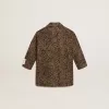 Palton pentru fete, cu un singur rând de nasturi, din lână, cu imprimeu animalier jacquard Palton pentru fete, cu un singur rând de nasturi, din lână, cu imprimeu animalier jacquard