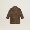 Palton pentru fete, cu un singur rând de nasturi, din lână, cu imprimeu animalier jacquard Palton pentru fete, cu un singur rând de nasturi, din lână, cu imprimeu animalier jacquard