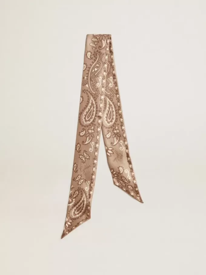 Panglică din mătase twill gri porumbel cu model paisley Panglică din mătase twill gri porumbel cu model paisley