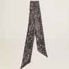 Panglică din twill de mătase neagră cu model paisley Panglică din twill de mătase neagră cu model paisley