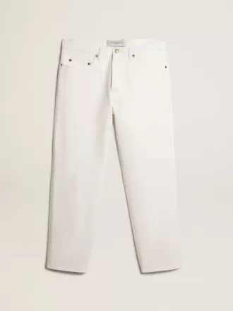 Pantaloni albi din denim pentru bărbați