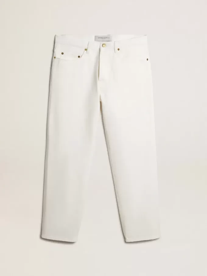 Pantaloni albi din denim pentru bărbați Pantaloni albi din denim pentru bărbați