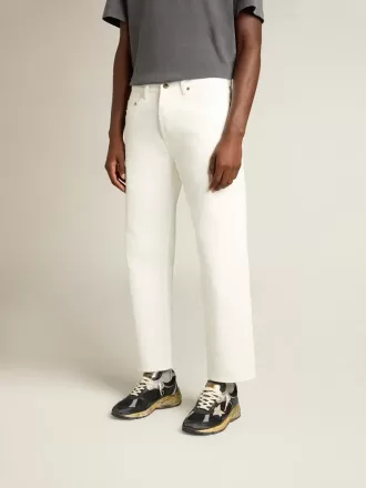Pantaloni albi din denim pentru bărbați