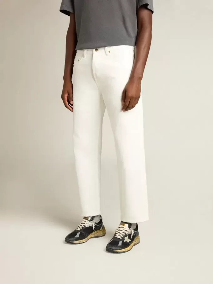 Pantaloni albi din denim pentru bărbați Pantaloni albi din denim pentru bărbați
