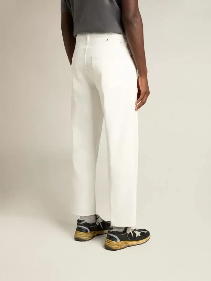 Pantaloni albi din denim pentru bărbați Pantaloni albi din denim pentru bărbați