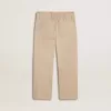 Pantaloni bej din bumbac pentru fete, cu broderie Pantaloni bej din bumbac pentru fete, cu broderie