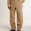 Pantaloni bej pentru bărbați cu patch-uri Pantaloni bej pentru bărbați cu patch-uri