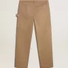 Pantaloni bej pentru bărbați cu patch-uri Pantaloni bej pentru bărbați cu patch-uri