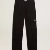 Pantaloni cargo din nailon ripstop de culoare neagră