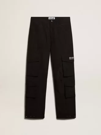 Pantaloni cargo din nailon ripstop de culoare neagră