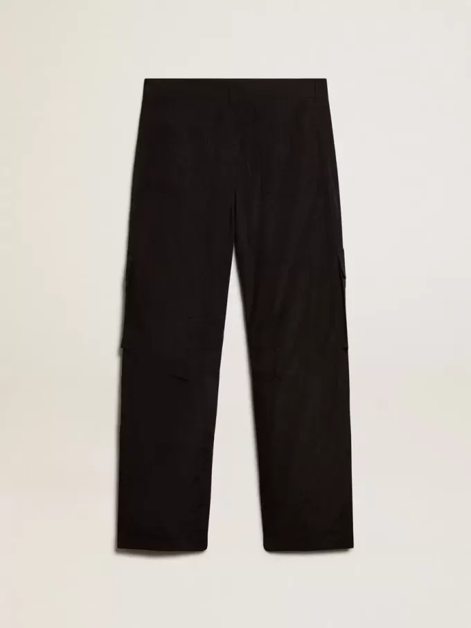 Pantaloni cargo din nailon ripstop de culoare neagră