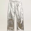 Pantaloni cargo pentru bărbați din țesătură tehnică argintie Pantaloni cargo pentru bărbați din țesătură tehnică argintie