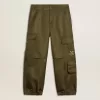 Pantaloni cargo pentru copii în verde militar